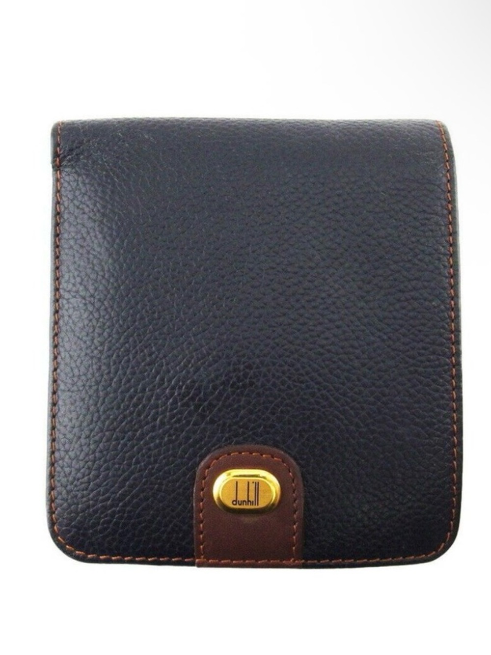 Dunhill Navy and Brown Pebbled Leather Bifold Wallet UNISEX NWOT